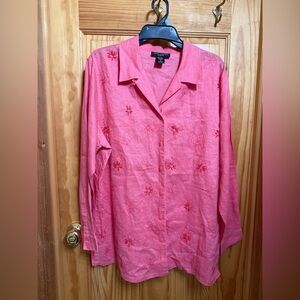 Anne Carson Salmon Linen Blouse XL